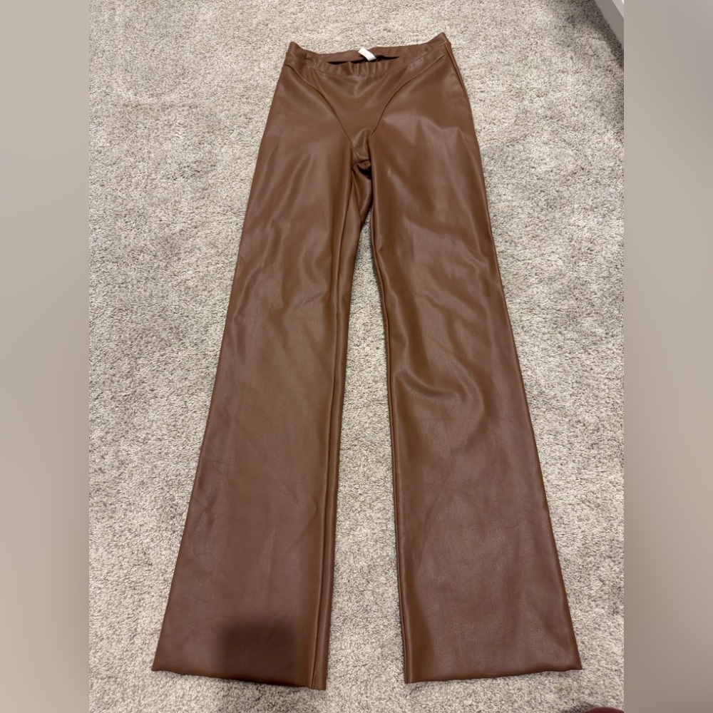 Brown Faux Leather Pants